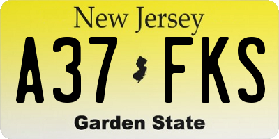 NJ license plate A37FKS
