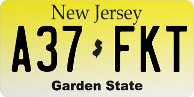 NJ license plate A37FKT