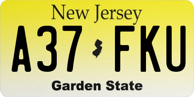 NJ license plate A37FKU