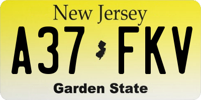NJ license plate A37FKV