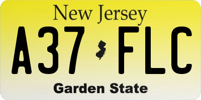 NJ license plate A37FLC