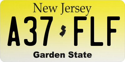 NJ license plate A37FLF
