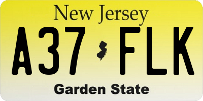 NJ license plate A37FLK