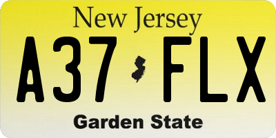 NJ license plate A37FLX