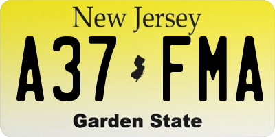 NJ license plate A37FMA