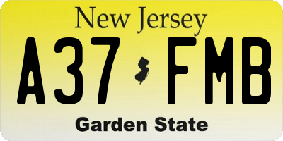 NJ license plate A37FMB