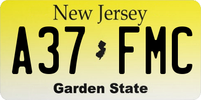 NJ license plate A37FMC