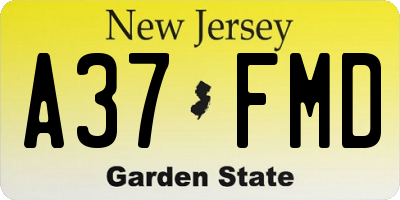 NJ license plate A37FMD