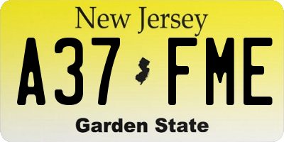 NJ license plate A37FME