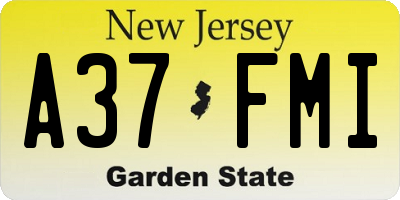 NJ license plate A37FMI