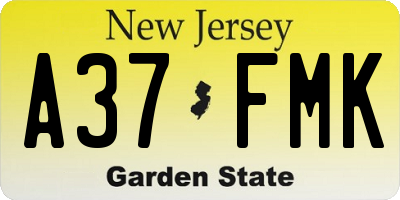 NJ license plate A37FMK