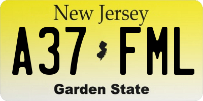 NJ license plate A37FML