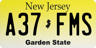 NJ license plate A37FMS