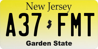 NJ license plate A37FMT