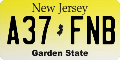 NJ license plate A37FNB