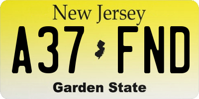 NJ license plate A37FND
