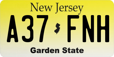 NJ license plate A37FNH