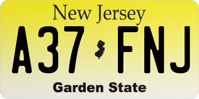 NJ license plate A37FNJ