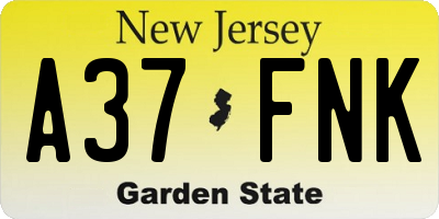 NJ license plate A37FNK