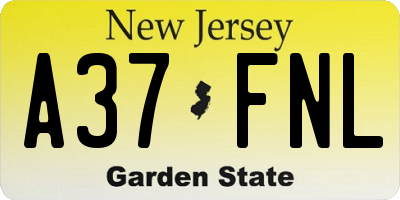 NJ license plate A37FNL