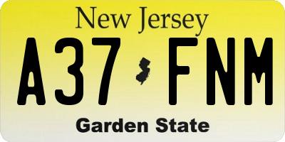 NJ license plate A37FNM