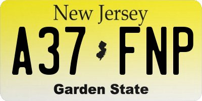 NJ license plate A37FNP