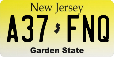 NJ license plate A37FNQ