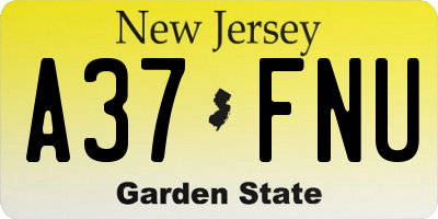 NJ license plate A37FNU