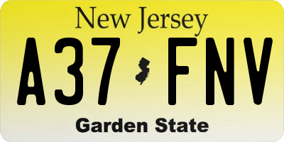 NJ license plate A37FNV