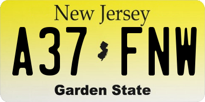 NJ license plate A37FNW