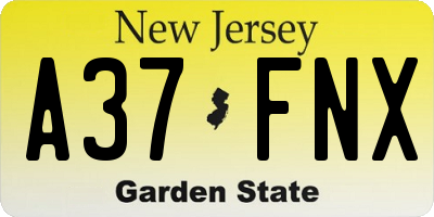 NJ license plate A37FNX