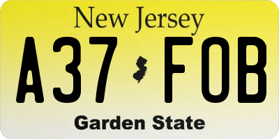 NJ license plate A37FOB