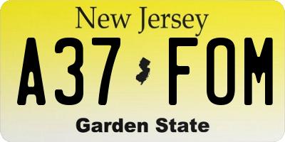 NJ license plate A37FOM
