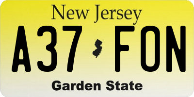 NJ license plate A37FON