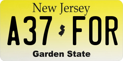 NJ license plate A37FOR