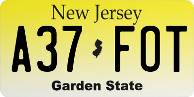 NJ license plate A37FOT