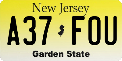 NJ license plate A37FOU