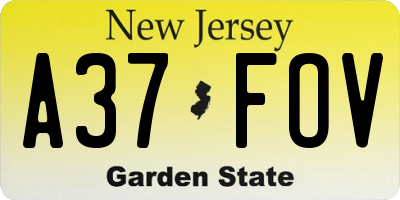 NJ license plate A37FOV