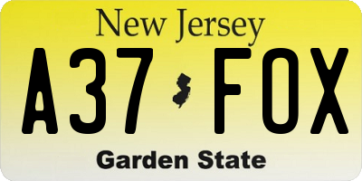 NJ license plate A37FOX