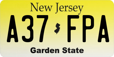 NJ license plate A37FPA