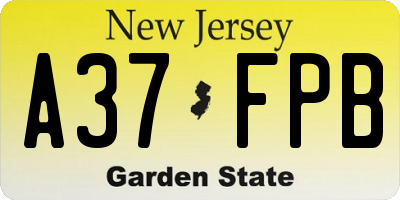 NJ license plate A37FPB