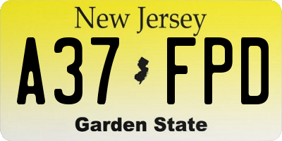 NJ license plate A37FPD