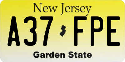 NJ license plate A37FPE