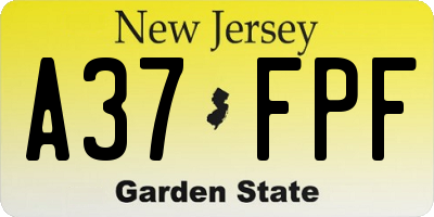NJ license plate A37FPF