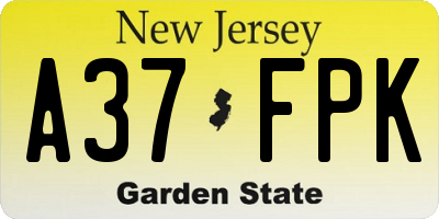 NJ license plate A37FPK