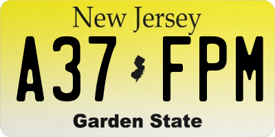 NJ license plate A37FPM