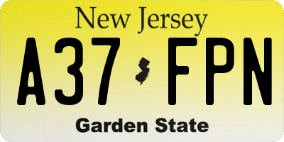 NJ license plate A37FPN