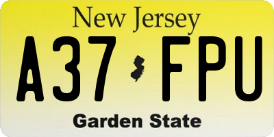 NJ license plate A37FPU