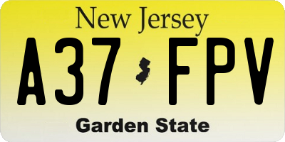 NJ license plate A37FPV