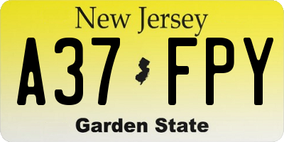 NJ license plate A37FPY